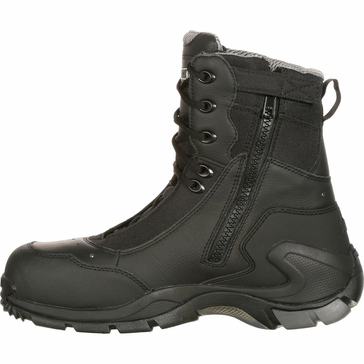 Black Men's Rocky 1st Med Carbon Fiber Toe Puncture-Resistant Side-Zip Waterproof Public Service Boot Work Boots | MKEZX1935