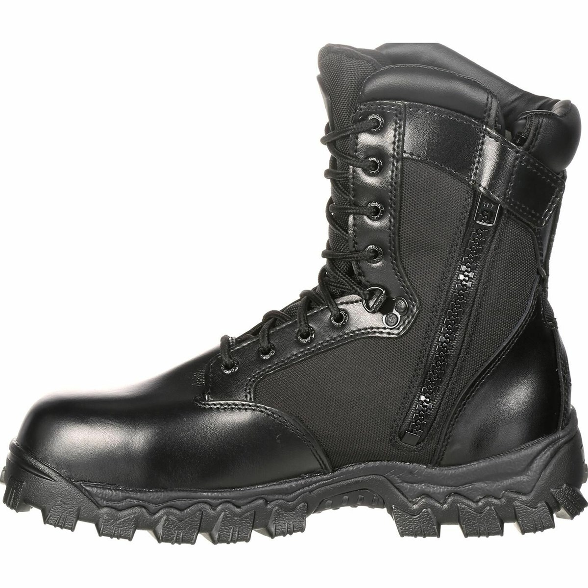 Black Men's Rocky AlphaForce Zipper Composite Toe Public Service Boot Military Boots | NHPWS7312