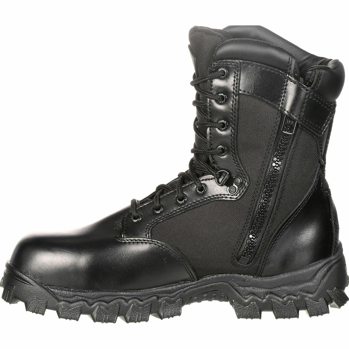 Black Men's Rocky Alpha Force Zipper Public Service Boot Waterproof Boots | ZPGIU4105