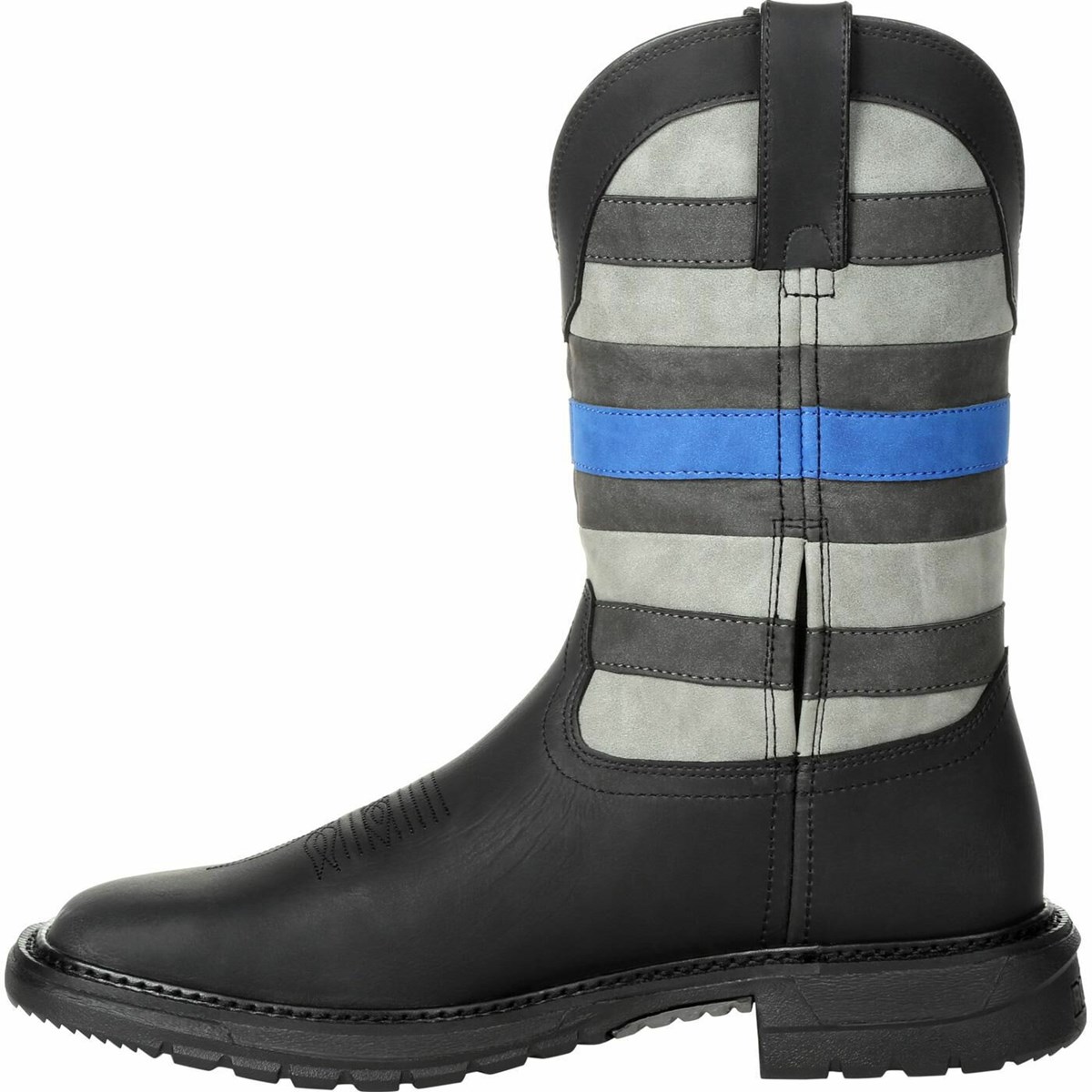 Black Men's Rocky Blue Line Western Boots | KCIOT8579