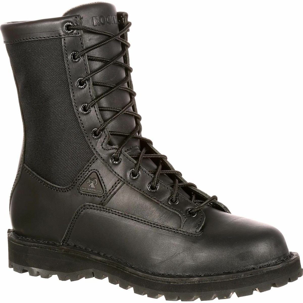 Black Men\'s Rocky Portland Lace-to-Toe Waterproof Public Service Boots Military Boots | FGKDV0867