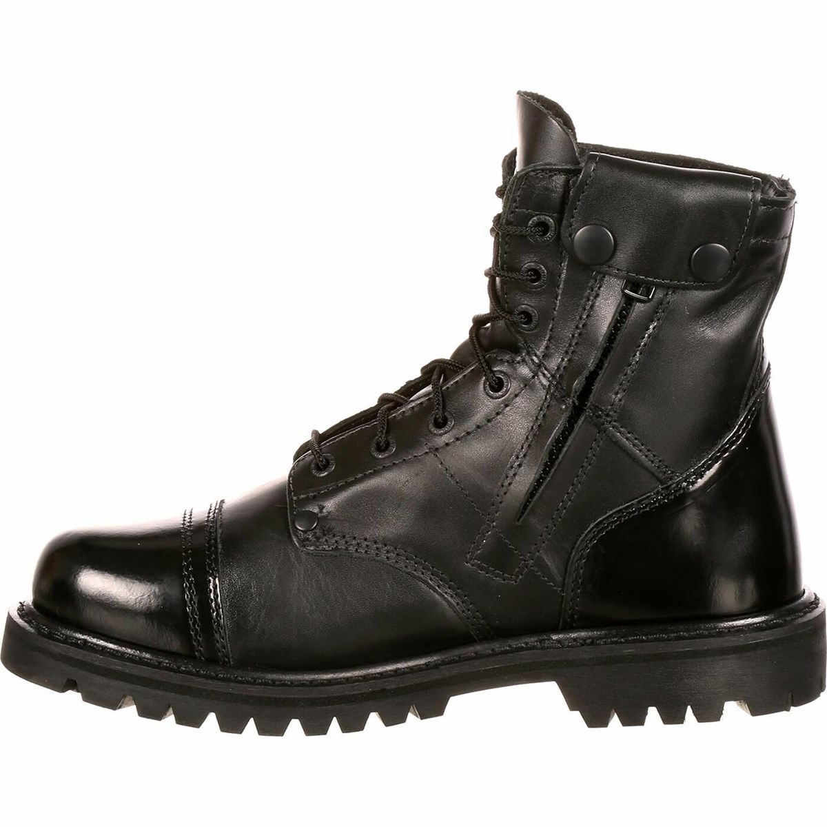 Black Men's Rocky Side Zipper Jump Boot Military Boots | HTGBO0498