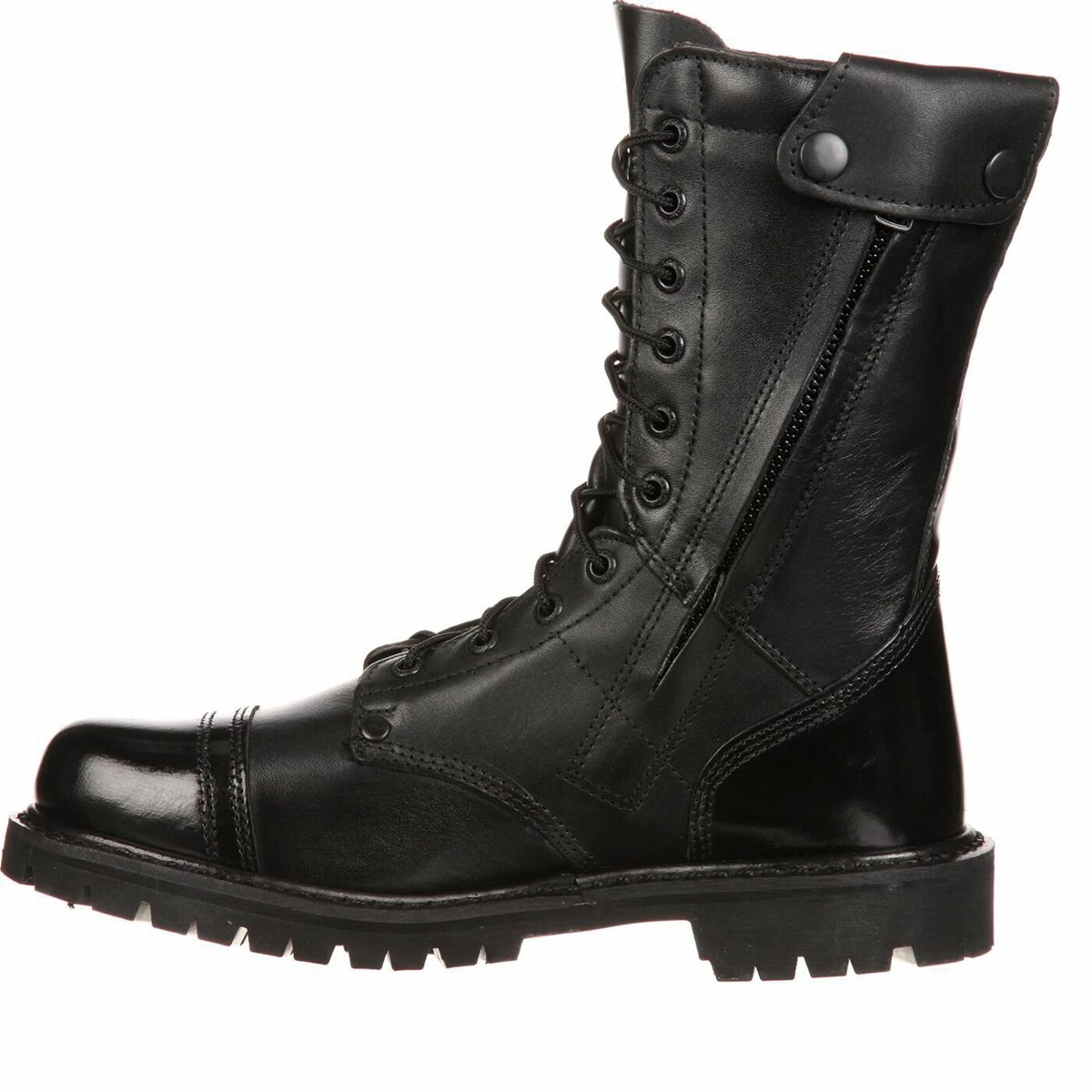 Black Men's Rocky Side Zipper Jump Boot Military Boots | XSOTK9231