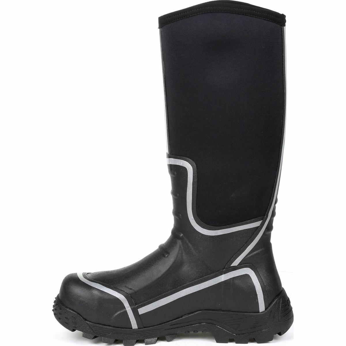 Black Men's Rocky Sport Pro Steel Toe Met Guard Rubber Boots | WZTAJ6415