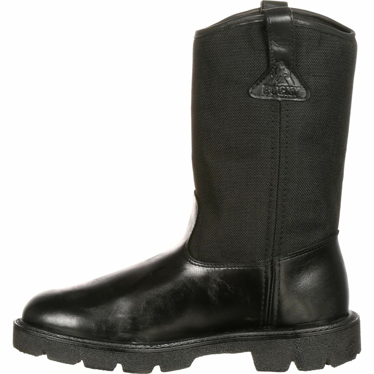 Black Men's Rocky Warden Pull-On Wellington Public Service Boot Military Boots | ETXBF0982