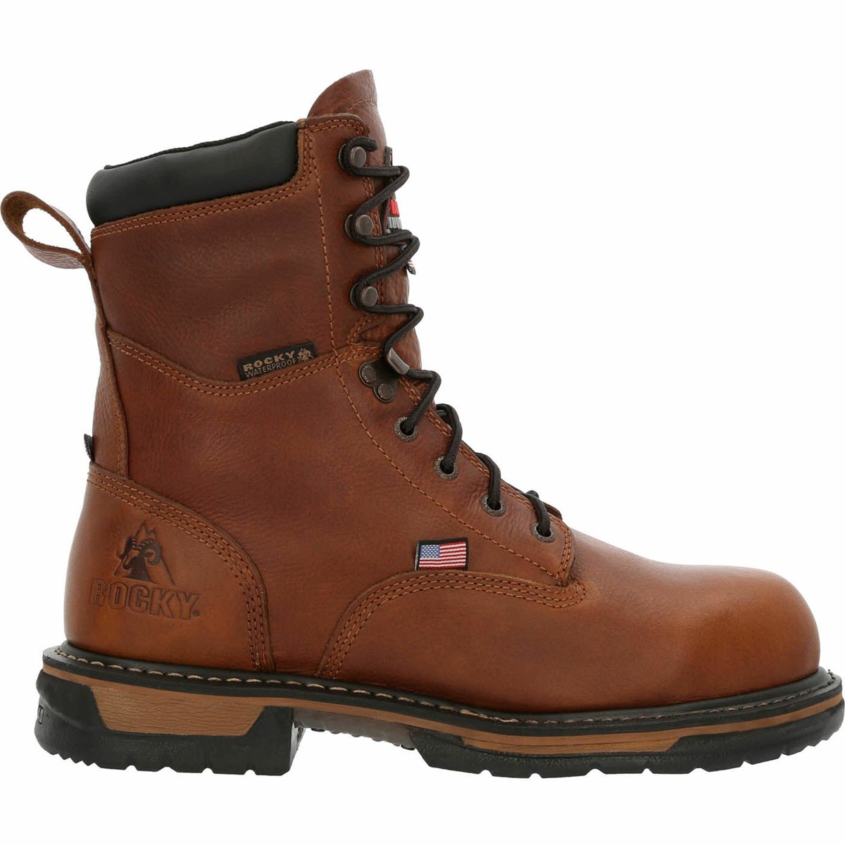 Brown Men\'s Rocky IronClad Steel Toe Waterproofs Work Boots | NQUXJ8936