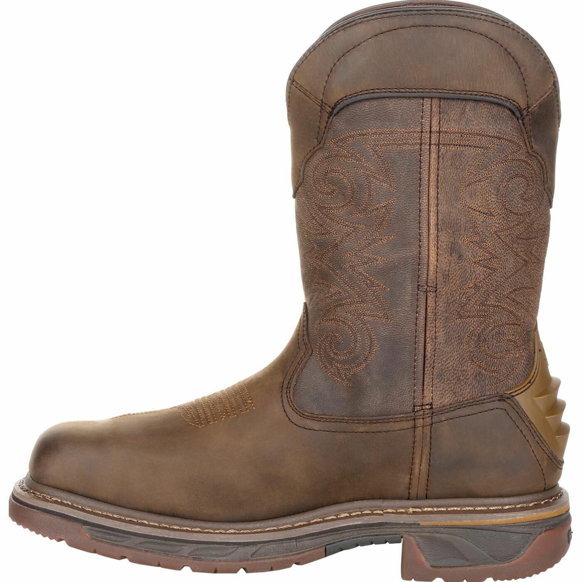 Brown Men's Rocky Iron Skull Composite Toe Internal Met Guard Waterproof Western Boots | WJITQ0357