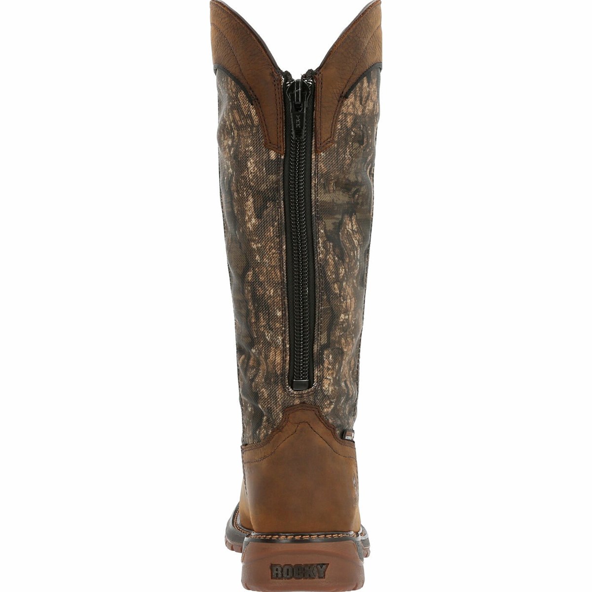 Brown Men's Rocky Original Ride FLX Back Zip Waterproof Snake Boot Western Boots | MNVRL3629