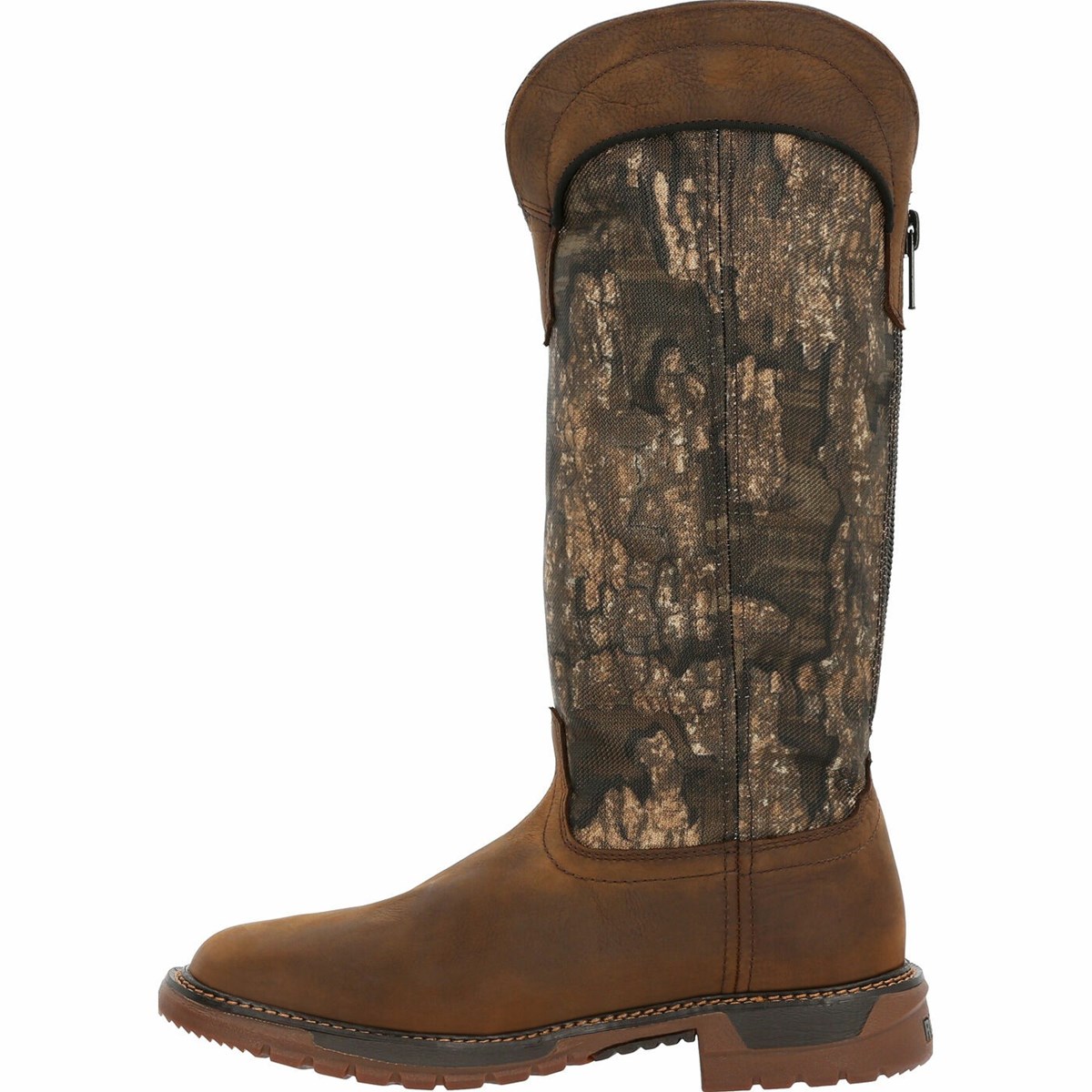 Brown Men's Rocky Original Ride FLX Back Zip Waterproof Snake Boot Western Boots | MNVRL3629