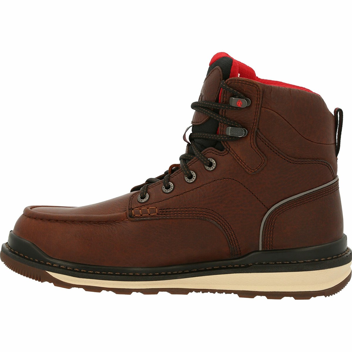 Brown Men's Rocky Rams Horn Composite Toe Work Wedge Work Boots | SAKNT0917