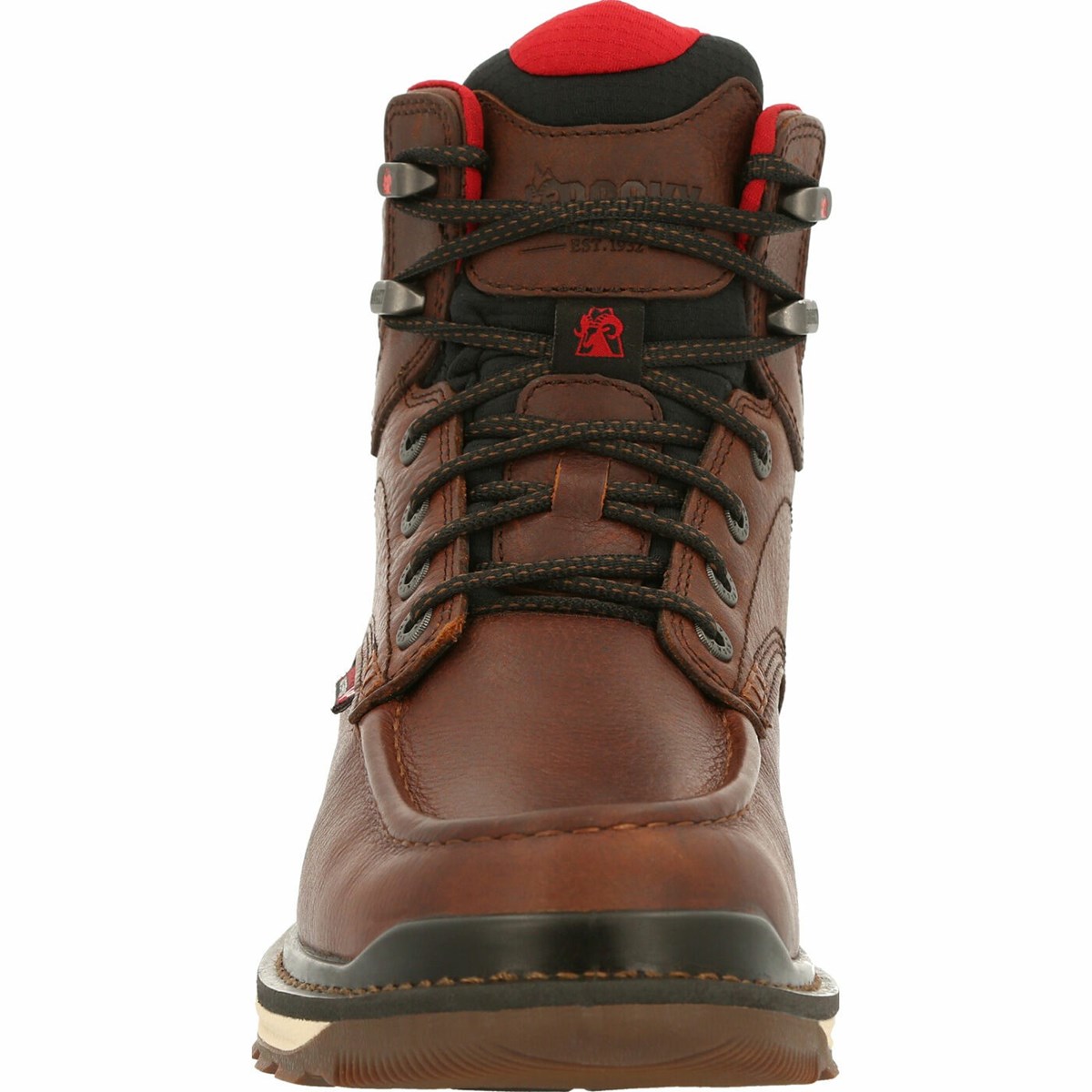 Brown Men's Rocky Rams Horn Waterproof Wedge Work Boots | BQSRI1975