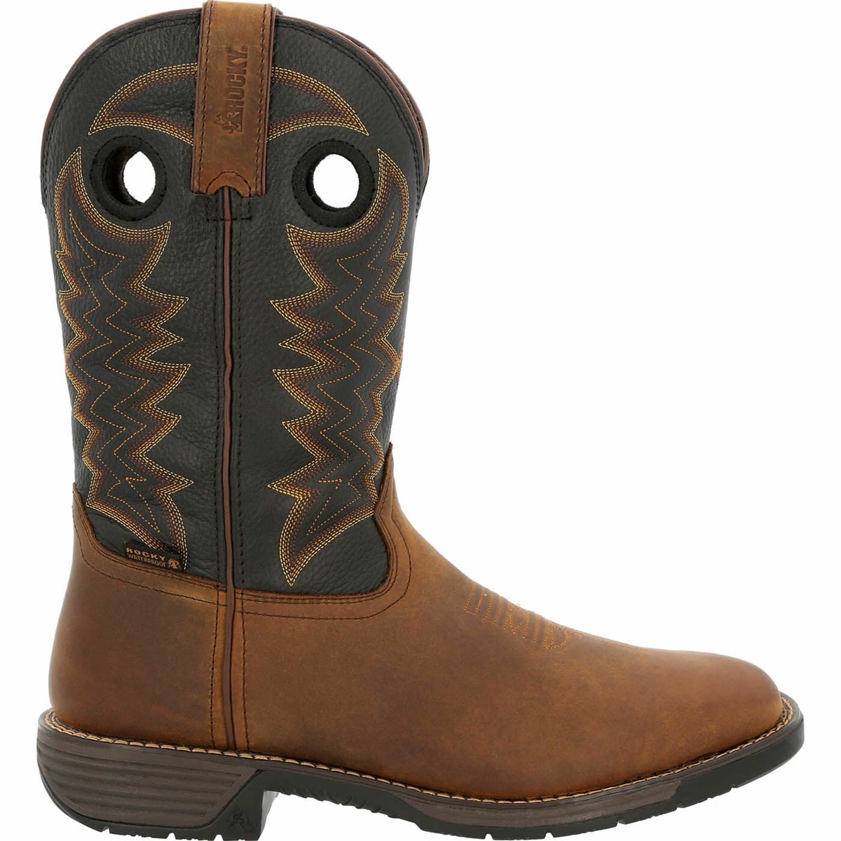 Brown Men\'s Rocky Rugged Trail Steel Toe Cowboy Boots | LRWTD0926