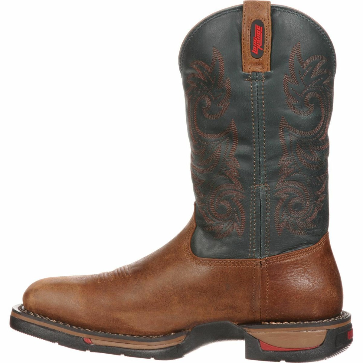 Brown / Navy Men's Rocky Long Range Waterproof Western Boots | AEGMN7410