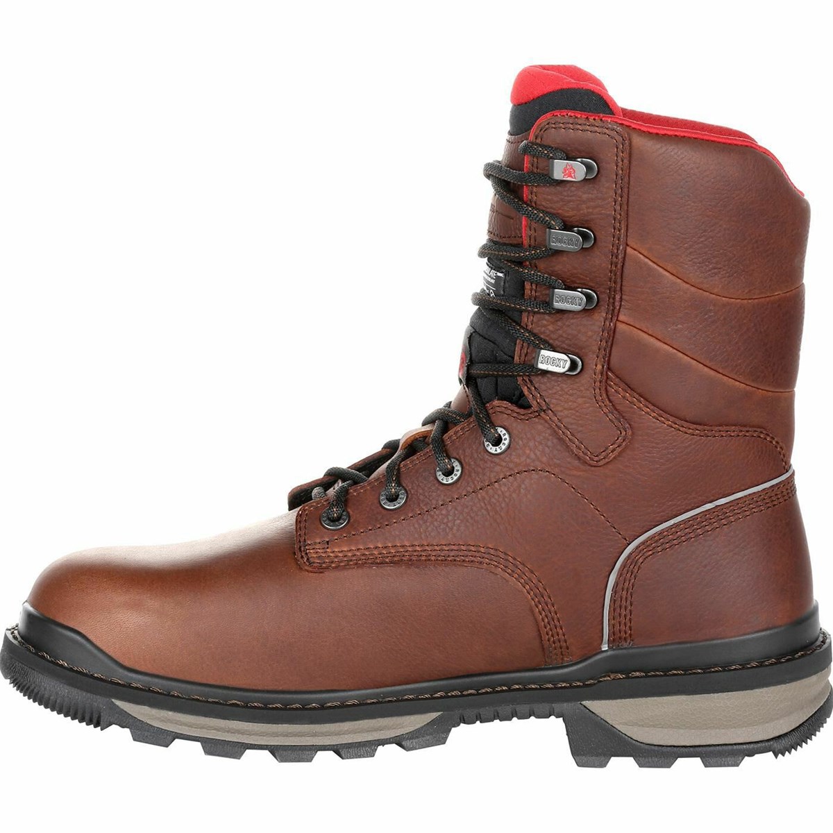 Dark Brown Men's Rocky Rams Horn 800G Insulated Waterproof Work Boots | UJSQF8627