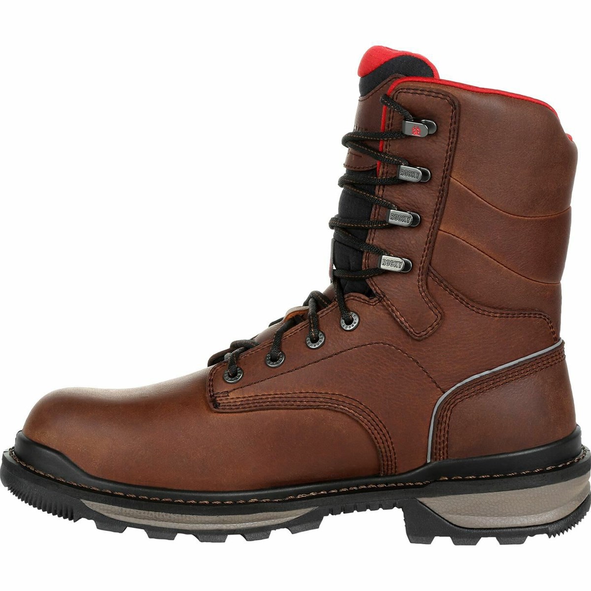 Dark Brown Men's Rocky Rams Horn Composite Toe Waterproof Work Boots | LIJVW4873