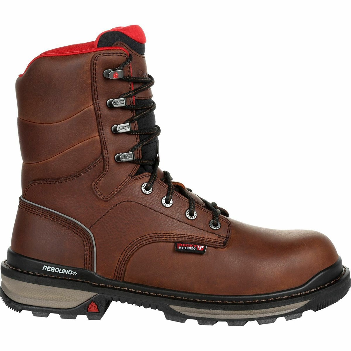 Dark Brown Men\'s Rocky Rams Horn Composite Toe Waterproof Work Boots | LIJVW4873