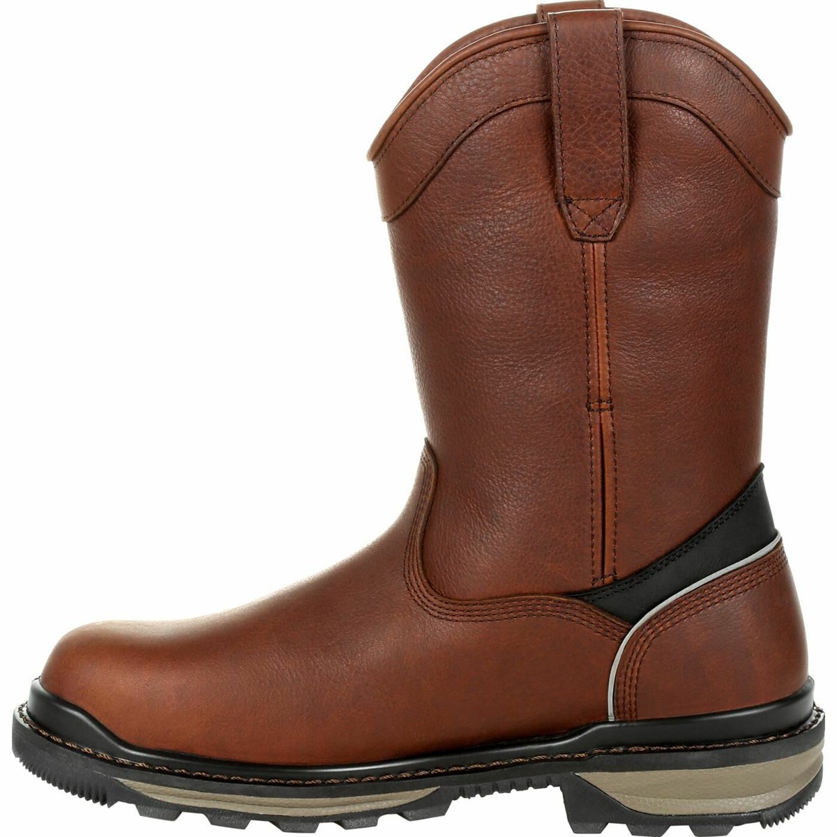 Dark Brown Men's Rocky Rams Horn Composite Toe Pull-On Work Boots | XTSPO5493