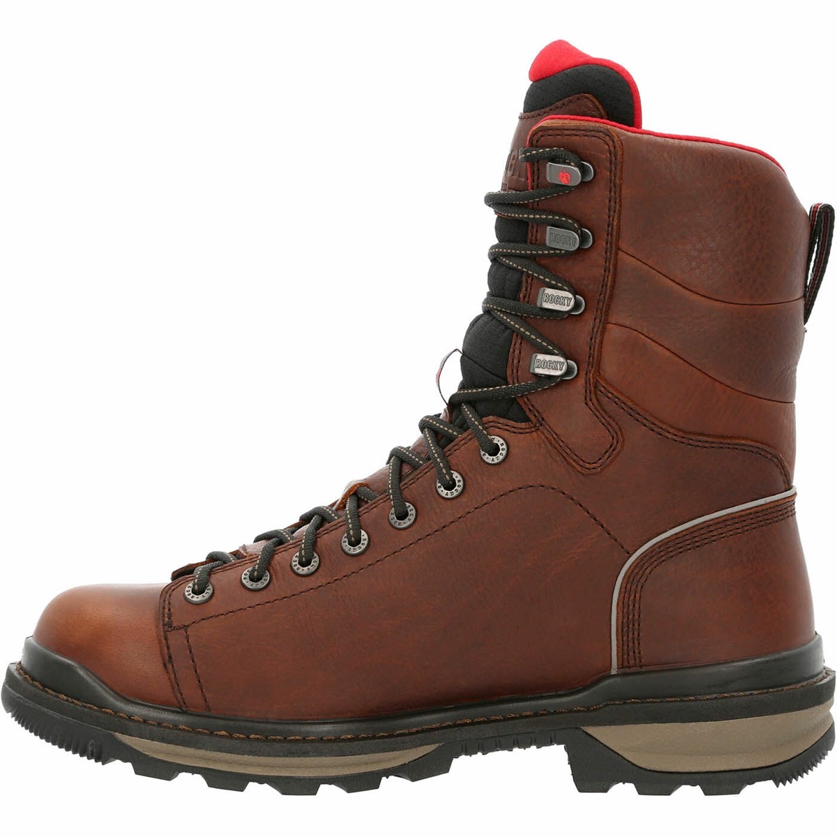 Dark Brown Men's Rocky Rams Horn Lace to Toe Composite Waterproof Work Boots | DOVMY3796