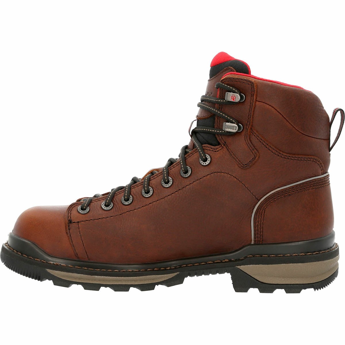 Dark Brown Men's Rocky Rams Horn Lace to Toe Composite Waterproof Work Boots | ZCNMO5623