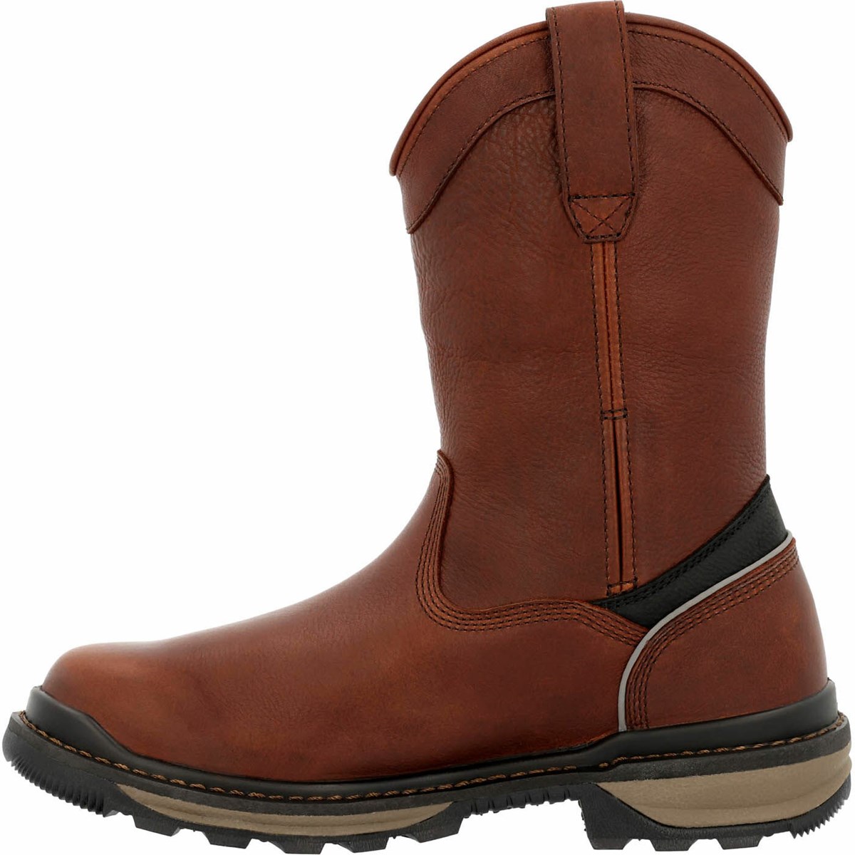 Dark Brown Men's Rocky Rams Horn Waterproof Pull-On Work Boots | YXPCK4098