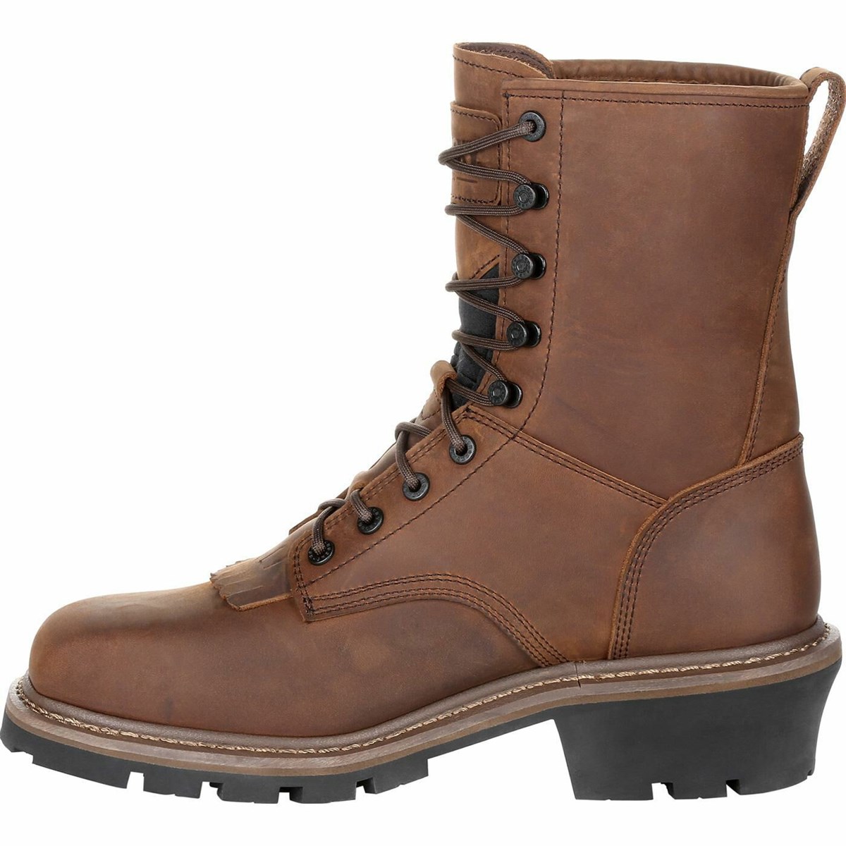 Dark Brown Men's Rocky Square Toe Logger Work Boots | FTMNB8724