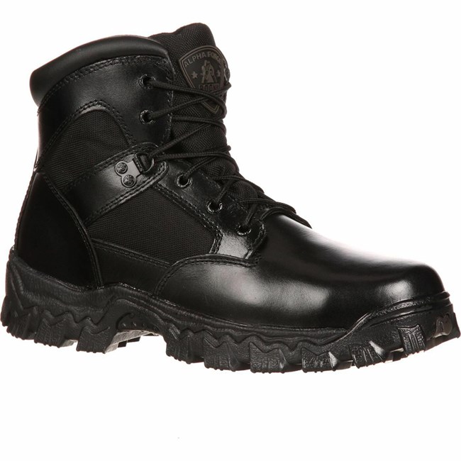 Black Men's Rocky Alpha Force Public Service Boot Waterproof Boots | LIDRA0796