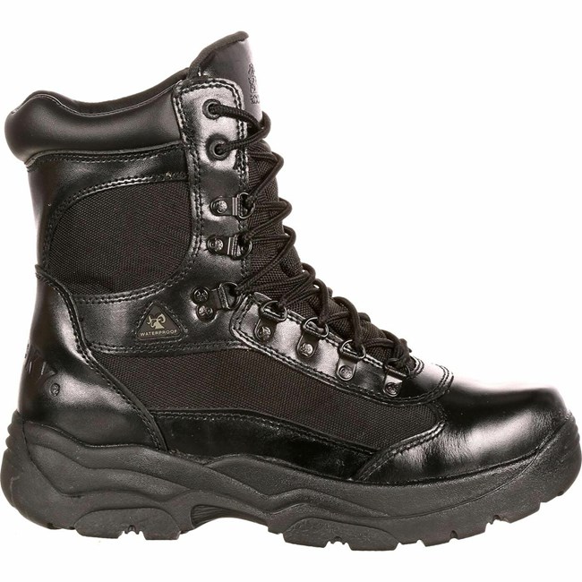 Black Men's Rocky Fort Public Service Boot Waterproof Boots | DFELJ7896