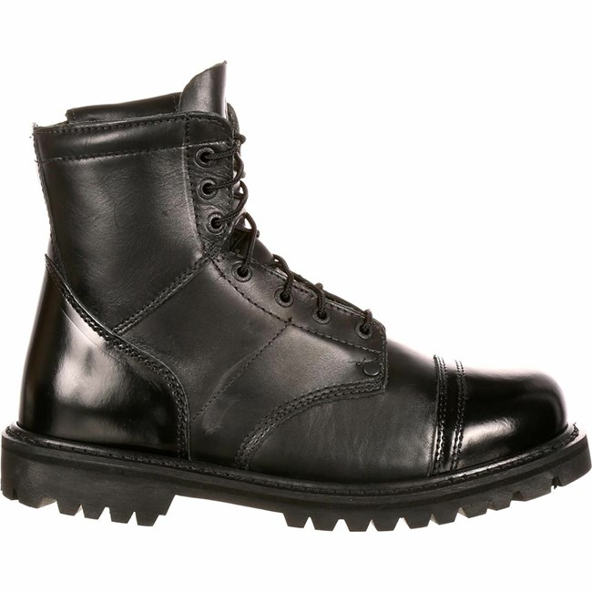 Black Men's Rocky Side Zipper Jump Boot Military Boots | HTGBO0498