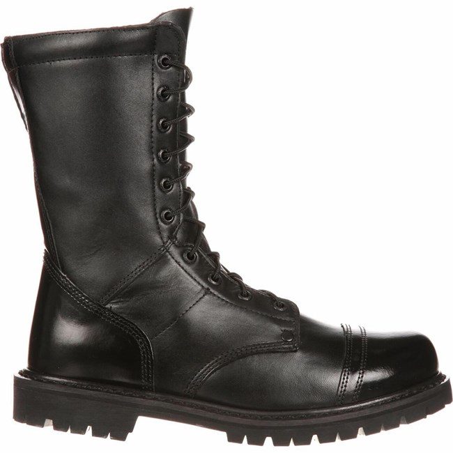 Black Men's Rocky Side Zipper Jump Boot Military Boots | XSOTK9231