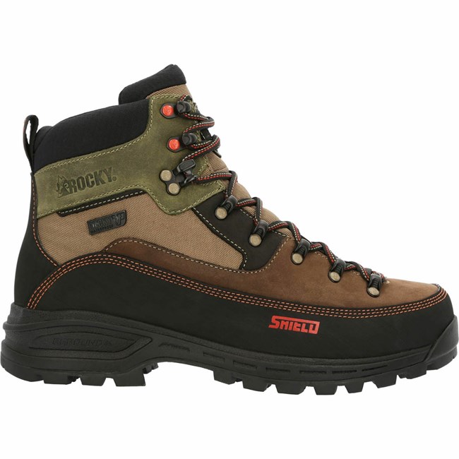 Brown / Green Men's Rocky MTN Stalker Pro Mountain Boot Waterproof Boots | KSTPA6219