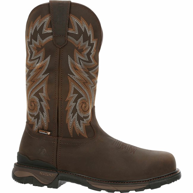 Brown Men's Rocky Carbon 6 Carbon Toe Cowboy Boots | CXVWF7823