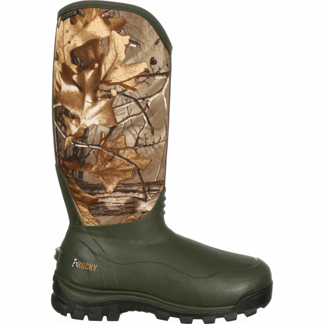 Brown Men's Rocky Core Neoprene Waterproof 1000G Insulated Hunting Boots | VNDHG3210