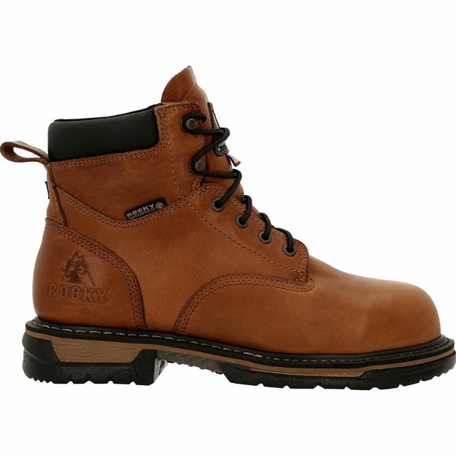 Brown Men's Rocky IronClad Steel Toe Waterproofs Work Boots | BJKPT9615