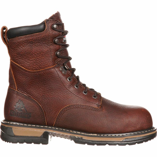 Brown Men's Rocky IronClad Steel Toe Work Boots | OTCAG9652