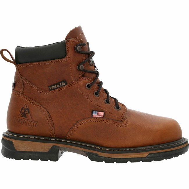 Brown Men's Rocky IronClad Waterproofs Work Boots | EZUKI3897