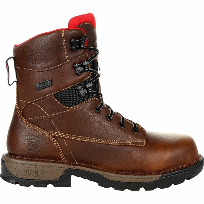 Brown Men's Rocky Legacy 32 8" Composite Toe Waterproof Work Boots | SGJKE8205