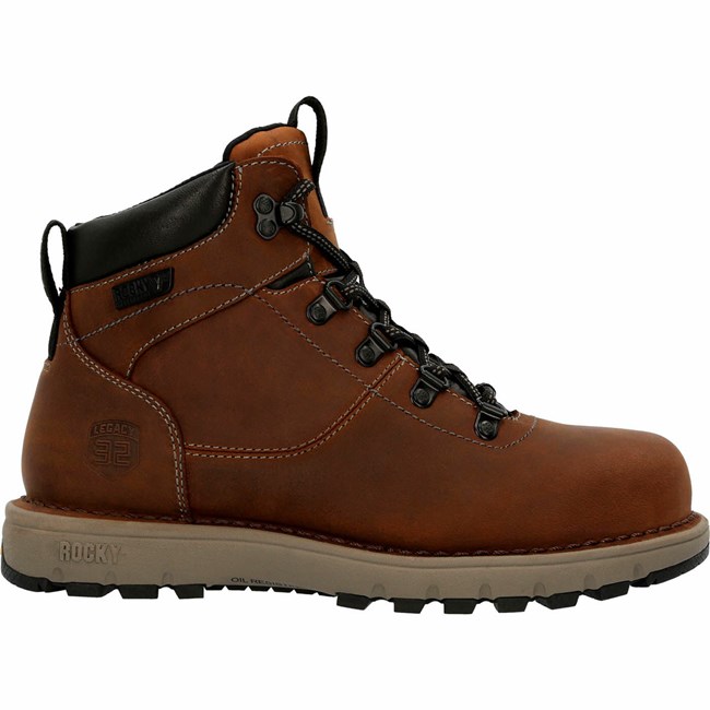 Brown Men's Rocky Legacy 32 Work Boots | VXJDQ6403