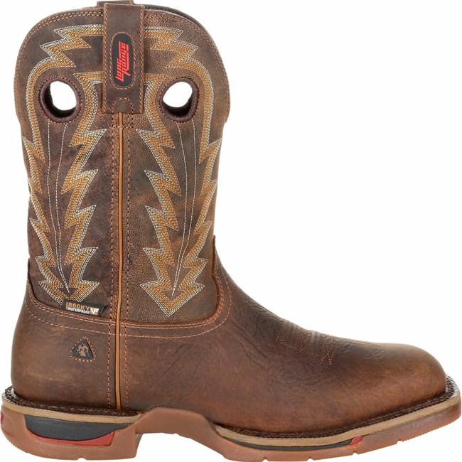 Brown Men's Rocky Long Range 11" Waterproof Western Boots | IPSNH1594