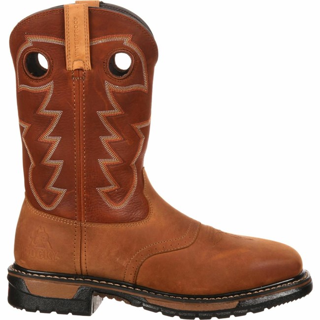 Brown Men's Rocky Original Ride Steel Toe Waterproof Western Boots | NELJR5089