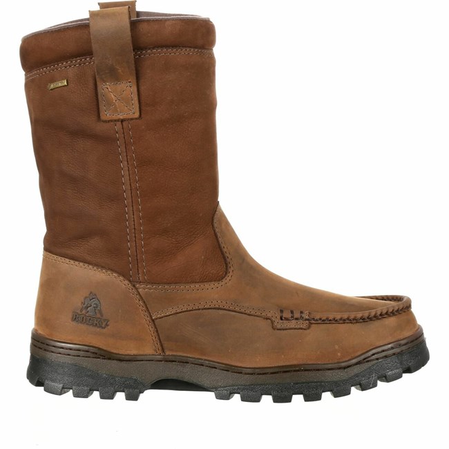 Brown Men's Rocky Outback GORE-TEX Wellington Boot Waterproof Boots | NUOQT9573