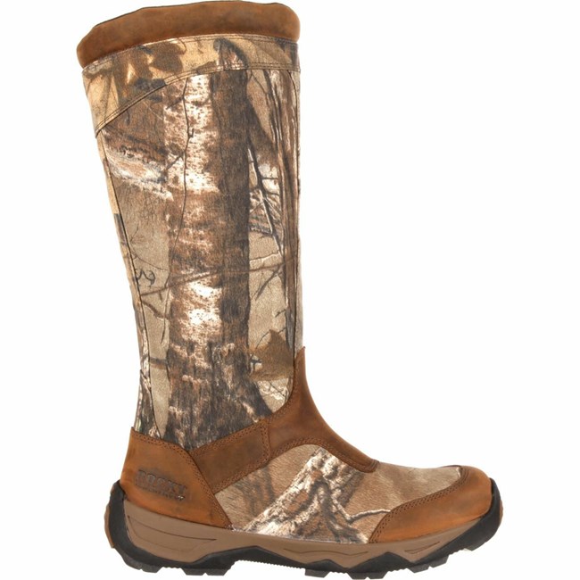 Brown Men's Rocky Retraction Waterproof Side-Zip Snake Boot Hunting Boots | AWSOC5389