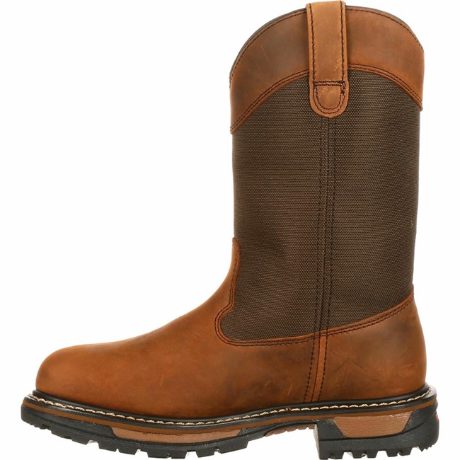 Brown Men's Rocky Ride 200G Insulated Waterproof Wellington Boot Work Boots | BWAKD0819