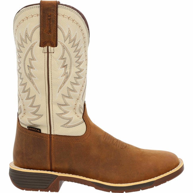 Brown Men's Rocky Rugged Trail Cowboy Boots | WLOMQ5428