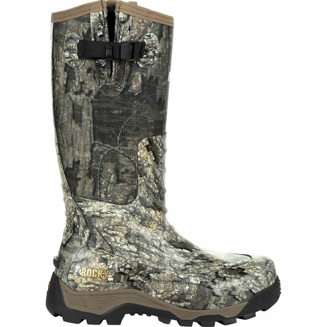 Brown Men's Rocky Sport Pro Pull-On Rubber Snake Boot Rubber Boots | QWPKN7605