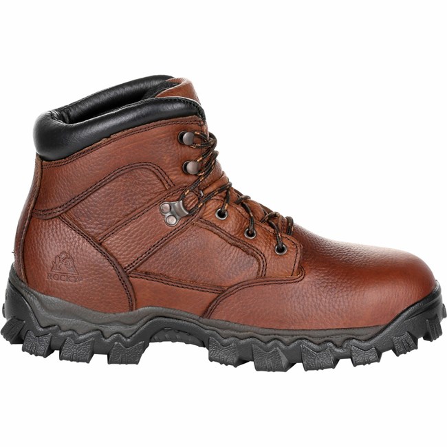 Brown Men's Rocky Steel Toe Work Boots | PRIYD4086