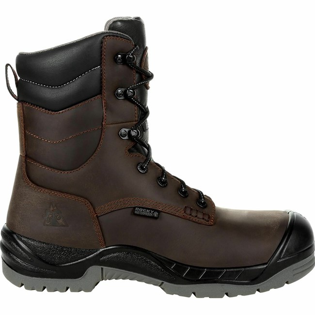 Brown Men's Rocky Worksmart 8 Inch 400G Insulated Composite Toe Work Boots | VQXPF7089