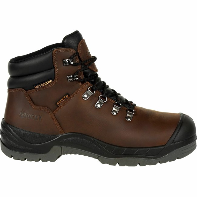 Brown Men's Rocky Worksmart Composite Toe Internal Met Guard Work Boots | SQRJP4258