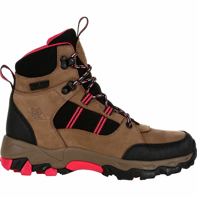 Brown / Pink Men's Rocky Endeavor Point Outdoor Boot Waterproof Boots | CTYSQ9723