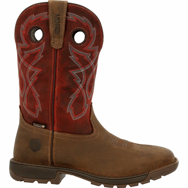 Brown / Red Men's Rocky Legacy 32 Steel Toe Cowboy Boots | LDVWN2769