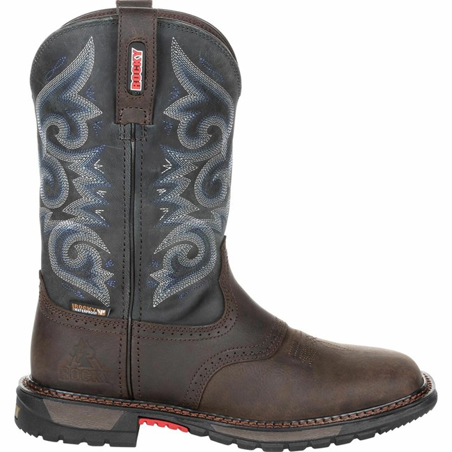 Chocolate / Blue Men's Rocky Original Ride FLX Cowboy Boots | ZRLVN6984